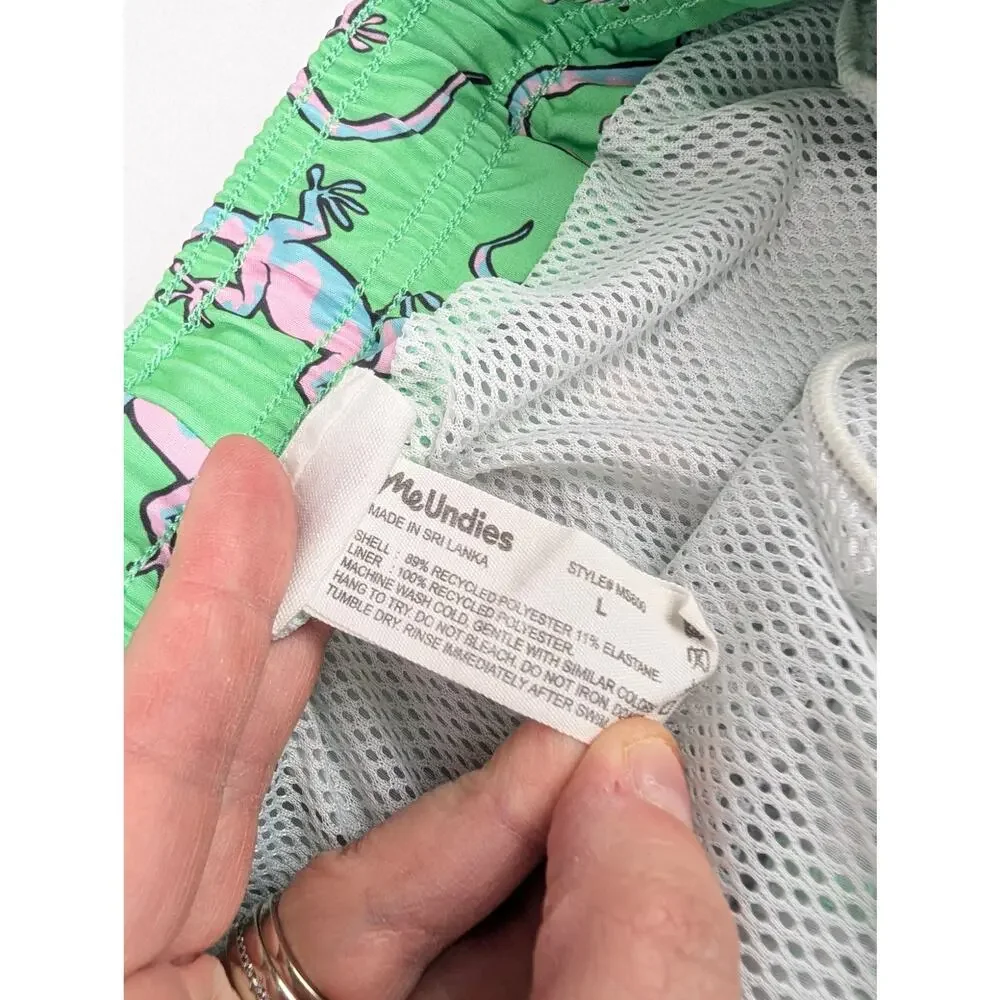 Me Undies Men's Large Green Chameleon Lizard Print Swim Shorts